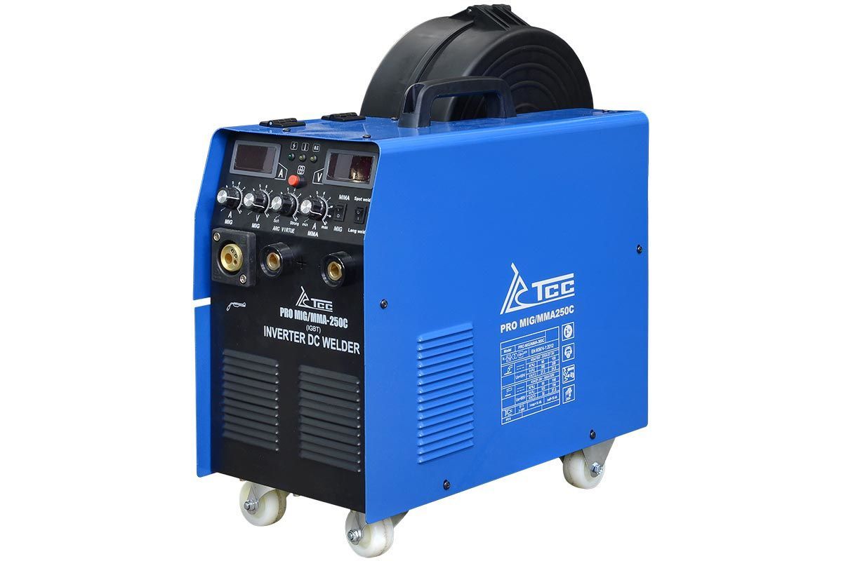 TSS PRO MIG/MMA-250C (380 В, 25-250 А, ПН 80 %, ф 0,6-1,2 мм, 32 кг, 2 диспл.)