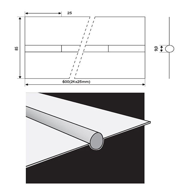Керамическая подкладка ESAB Backing Pipe 12 (L- 600 мм, круглая ф 12 мм, уп.100 шт.)