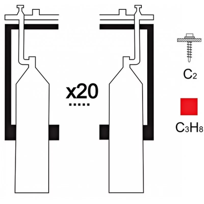Газовая рампа пропановая РПР-20с2 (20 бал.,двухплеч.,редук.РПО 25-1) стационарн.