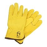 Перчатки пятипалые из кожи КРС желтого цвета фото