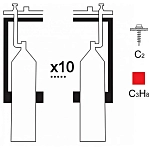 Газовая рампа пропановая РПР-10с2 (10 бал.,двухплеч.,редук.РПО 25-1) стационарн. фото