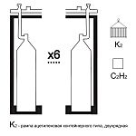 Газовая рампа ацетиленовая РАР- 6к2 (6 бал.,двухряд.,редук.РАО 30-1) контейнерн. фото