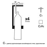 Газовая рампа ацетиленовая РАР- 4с1 (4 бал.,одноплеч.,редук.БАО 5-4) стационарн. фото