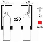 Газовая рампа пропановая РПР-20с2 (20 бал.,двухплеч.,редук.РПО 25-1) стационарн. фото